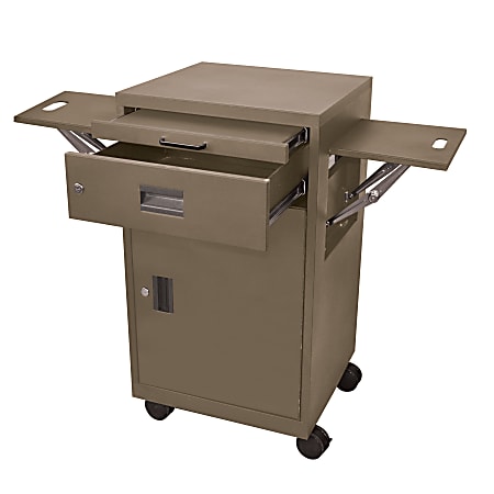 H. Wilson Steel Utility Cart With Cabinet, 35 1/4"H x 19 1/4"W x 18 1/4"D, Taupe