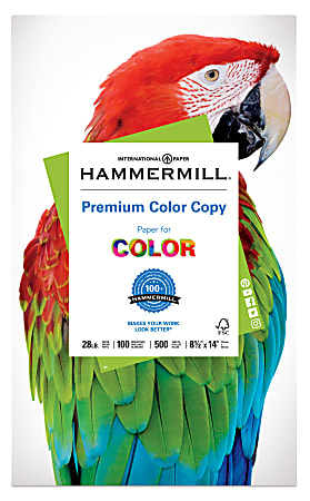 Hammermill® Color Multi-Use Printer & Copy Paper, 1 Ream, White, Legal (8.5" x 14"), 500 Sheets Per Ream, 28 Lb, 92 Brightness