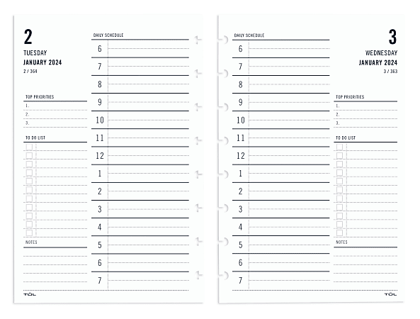 2024 TUL® Discbound Daily Planner Refill Pages, Hourly