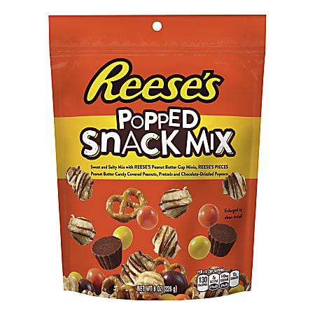 Reese's Popped Snack Mix, 8 Oz, Pack Of 6 Bags