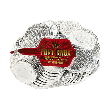 Fort Knox Milk Chocolate Coins, 1 Lb, Silver Foil