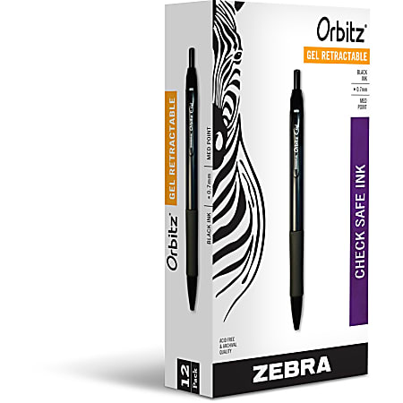 Zebra Pen Orbitz Retractable Rollerball Pens Pack Of 12 Medium