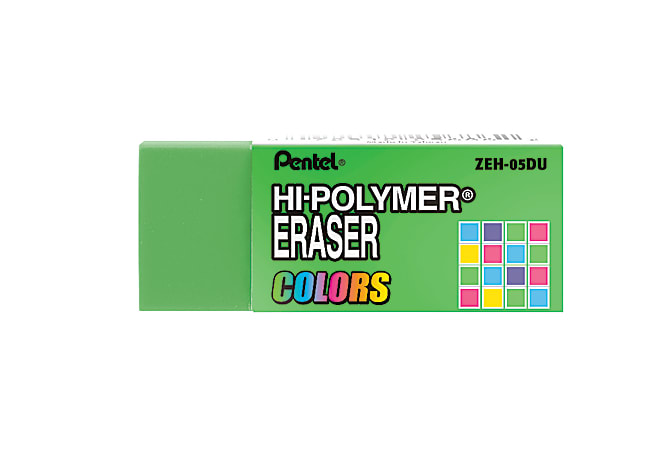 Pentel Hi-Polymer Eraser, White Erasers, Assorted Sizes, 6/Pack