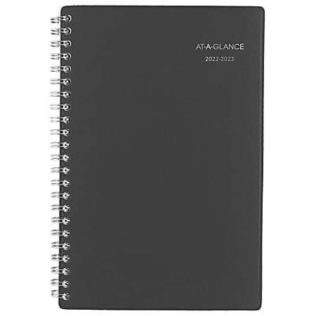 AT-A-GLANCE® DayMinder Weekly/Monthly Academic Planner, 5" x 8", Charcoal, July 2022 to June 2023, AYC20045