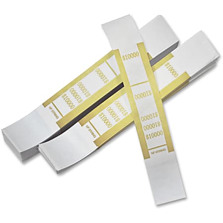 PM™ Company Currency Bands, $10,000.00, Yellow, Pack Of