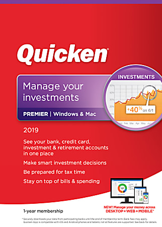 Quicken® Premier 2019, 1-Year Subscription, For PC/Mac®, Download