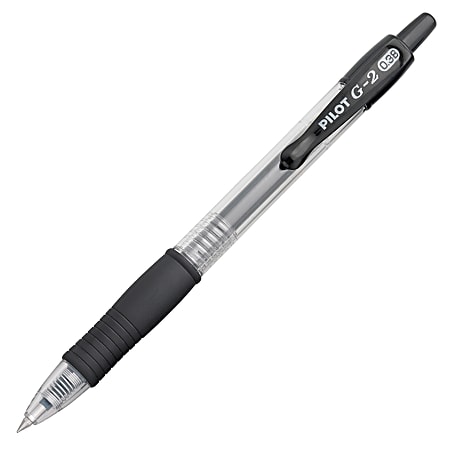 Pilot G 2 Retractable Gel Pens Ultra Fine Point 0.38 mm Clear Barrels Black  Ink Pack Of 12 - Office Depot