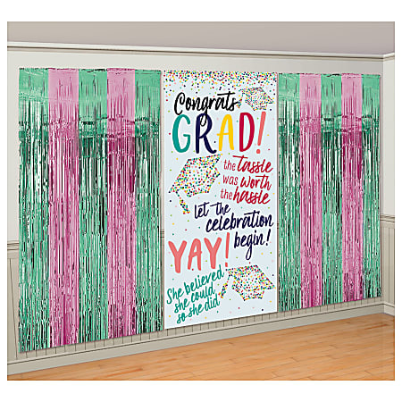 Amscan Yay Grad Fringe And Scene Setter Combo Backdrop, Multicolor