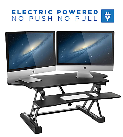 Mount-It! 48 in. Black Extra-Wide Height Adjustable Standing Desk Converter
