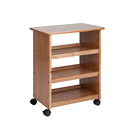 Honey-Can-Do 3-Shelf Rolling Multipurpose Cart, 24"H x 14 1/2"W x 19 1/4"D, Ash Brown