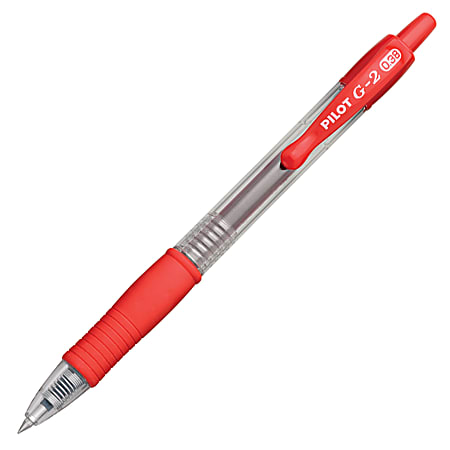 Pilot G2 Retractable Rollerball Gel Pens, Ultra Fine Point, 0.38mm, Red  Ink, 6 Count