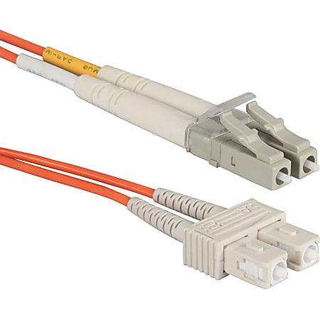 QVS 1-Meter LC to SC Multimode Fiber Duplex Patch Cord - 3.28 ft Fiber Optic Network Cable for Network Device - First End: 2 x LC/PC Network - Male - Second End: 2 x SC/PC Network - Male - Patch Cable - Orange