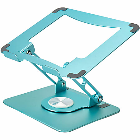 Uncaged Ergonomics Swivel Laptop Stand for Desk - Adjustable Laptop Riser Cooler with 360 Rotation - Up to 15.6" Screen Support - 19 lb Load Capacity - 10.2" Width x 10" Depth - Desk - Metal - Ocean Blue