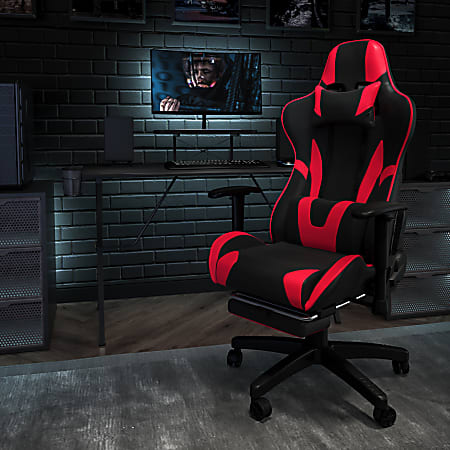 Flash Furniture X30 Ergonomic LeatherSoft™ Faux Leather Gaming Racing Chair, Red/Black