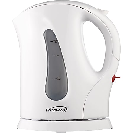 Brentwood® Cordless Plastic Tea Kettle, 1L, White