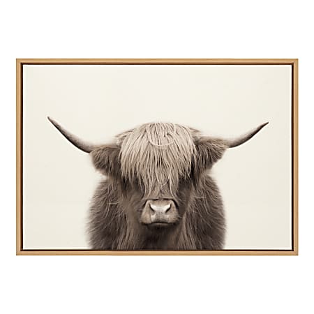 Uniek Kate And Laurel Sylvie Framed Canvas Wall Art, 23" x 33", Hey Dude Highland Cow Color