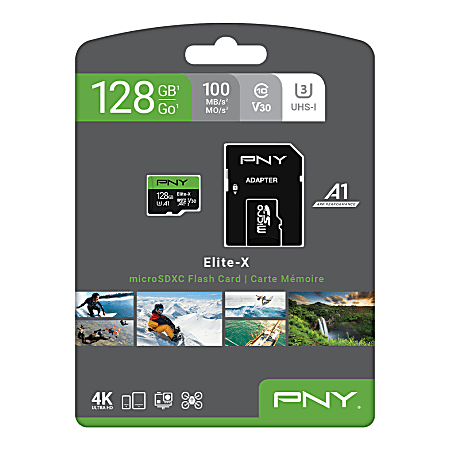 PNY 128GB Elite X Class 10 U3 V30 microSDXC Flash Memory Card