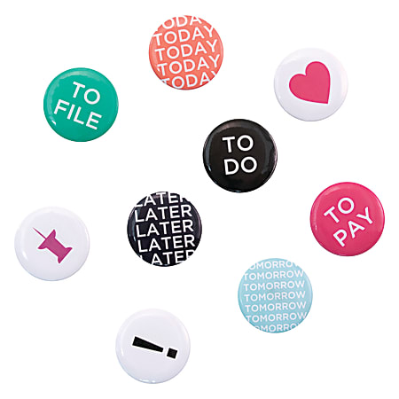 Realspace® Peggable Magnets, Tasks, Pack Of 9 Magnets