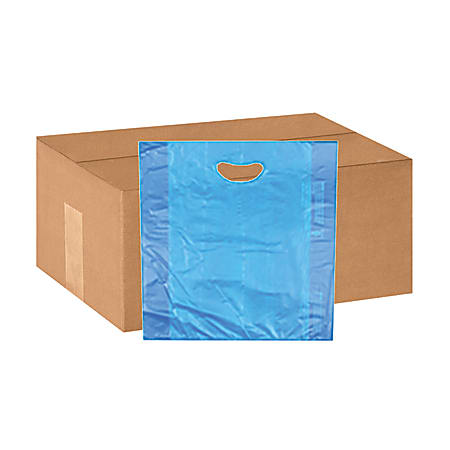Elkay Plastics Plastronic® High-Density Polyethylene Merchandise Bags With Die-Cut Handles, 16"H x 24"W x 4"D, Blue, Pack Of 500 Bags