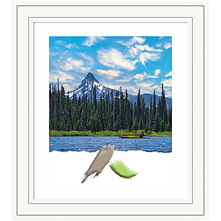 Amanti Art Rectangular Wood Picture Frame, 25” x 29” With Mat, Craftsman White