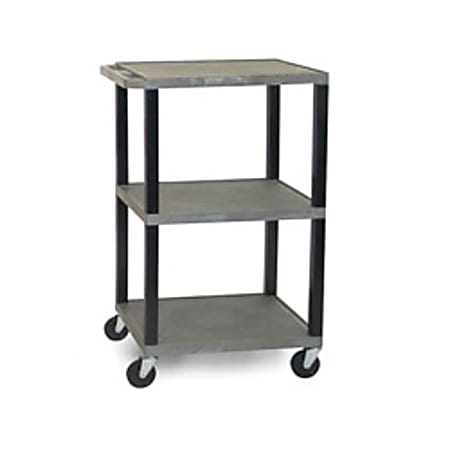 H. Wilson 42" Plastic Utility Cart With Platform Shelves, 42"H x 24"W x 18"D,Gray/Black