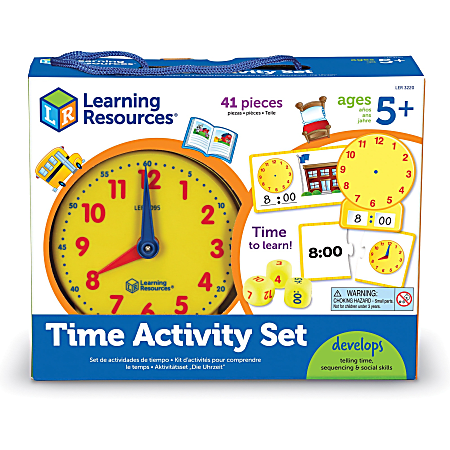 Learning Resources Time Activity Set - Theme/Subject: Learning - Skill Learning: Visual, Time, Problem Solving, Fine Motor, Self-help, Tactile Discrimination - 4 Year & Up - Multi