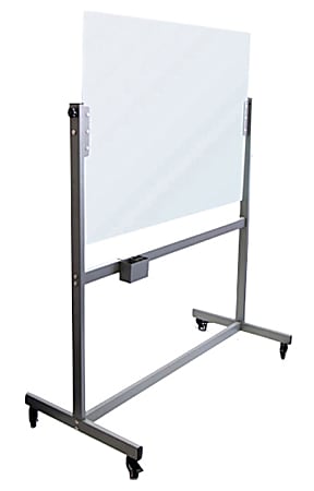 U Brands® Double-Sided Magnetic Dry-Erase Whiteboard With Rolling Easel, Glass, Frameless, 48" x 40"