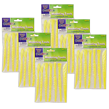 Creativity Street Modeling Tools, Yellow, 7 Pieces Per Pack, Set Of 6 Packs