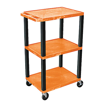 H. Wilson 42" Plastic Utility Cart With Platform Shelves, 42"H x 24"W x 18"D, Orange/Black