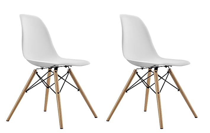 White molded chair on sale with wood legs