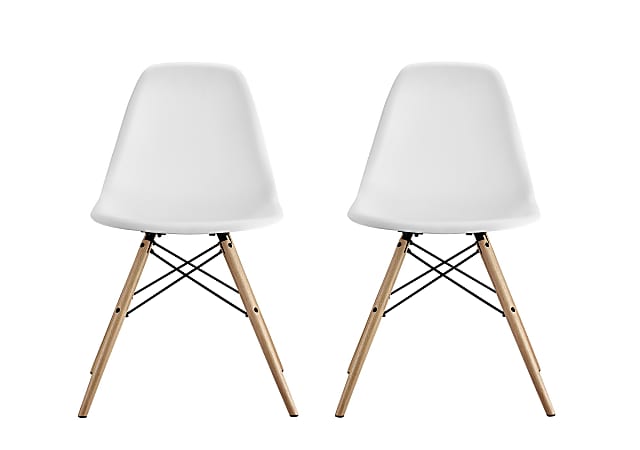 White molded chair with wood legs hot sale