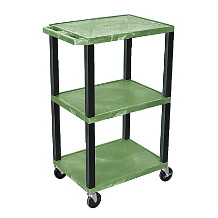 H. Wilson 42" Plastic Utility Cart With Platform Shelves, 42"H x 24"W x 18"D, Green/Black