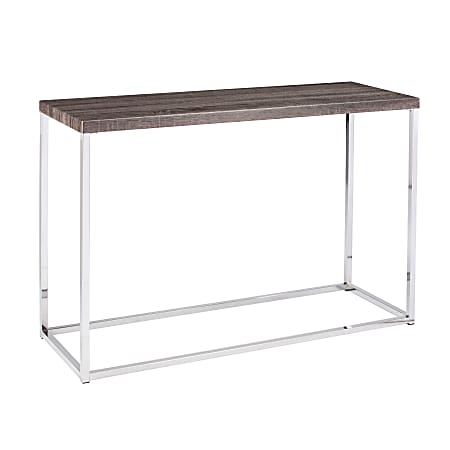 Southern Enterprises Glynn Console Table, Rectangular, Chrome/Gray