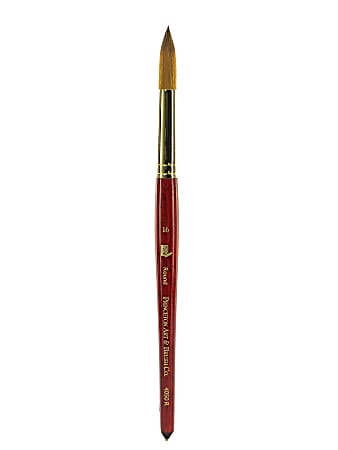 Princeton Series 4050 Heritage Synthetic Sable Watercolor Short-Handle Paint Brush, Size 16, Round Bristle, Sable Hair, Red