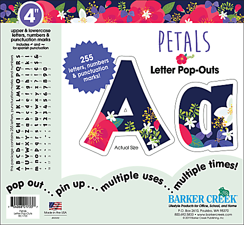 Barker Creek Letter Pop-Outs, 4", Petals, Pack Of 255 Pop-Outs
