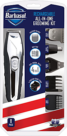 Barbasol Rechargeable 7-Piece All-In-1 Men's Grooming Kit, Black