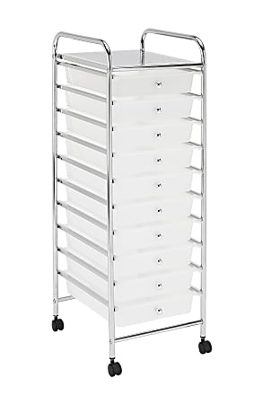 Realspace® 10-Drawer Mobile Cart, 35-13/16”H x 12-5/8”W x