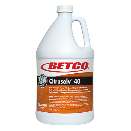 Betco® Citrusolv™ 40 Heavy-Duty Solvent Degreaser, Citrus Scent, 128 Oz Bottle, Case Of 4