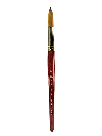 Princeton Series 4050 Heritage Synthetic Sable Watercolor Short-Handle Paint Brush, Size 24, Round Bristle, Sable Hair, Red