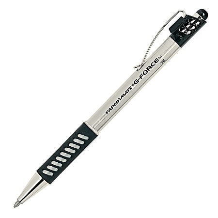 Paper Mate® G-Force™ Ballpoint Pen, 0.7 mm, Fine Point, Silver Barrel, Blue Ink