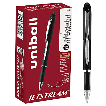 Uni-ball Jet Stream Roller Ball Pens, Bold Point, Black - 4 count