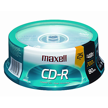 Maxell® CD-R Media Spindle, 700MB/80 Minutes, Pack Of 25