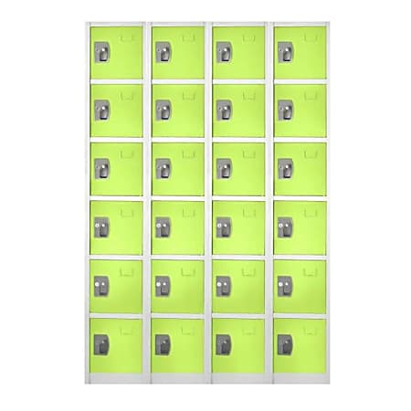 Alpine 6-Tier Steel Lockers, 72”H x 12”W x 12”D, Green, Pack Of 4 Lockers