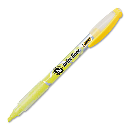 BIC® Z4™ Brite Liner® Highlighters, Fluorescent Yellow, Pack Of 12