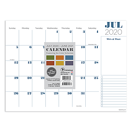 TF Publishing Monthly Academic Mini Desk Pad, 9" x 12", Professional, July 2020 To June 2021