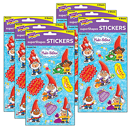 Trend superShapes Stickers, Gnome Talk, 72 Stickers Per Pack, Set Of 6 Packs