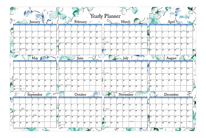 Blue Sky™ Lindley Laminated Monthly Wall Calendar, 36" x 24", January To December 2021, 100030