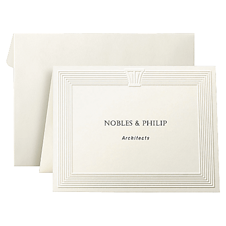 First Base Overtures Embossed Note Cards With Envelopes, 5 1/2" x 4 1/4", 30% Recycled, Ivory, Pack Of 40