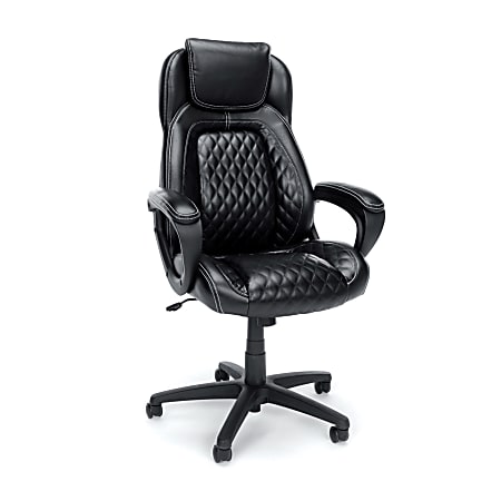 OFM Essentials Ergonomic Bonded Leather High-Back Chair, Black