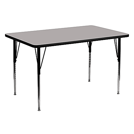 Flash Furniture 60''W Rectangular HP Laminate Activity Table With Standard Height-Adjustable Legs, Gray